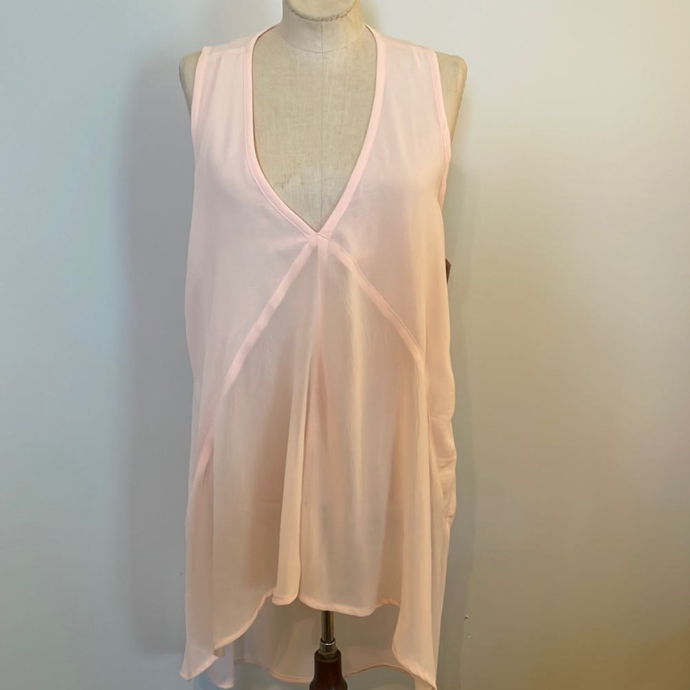 Ivy Jane Longline Sheer Light Orange V Neck Top